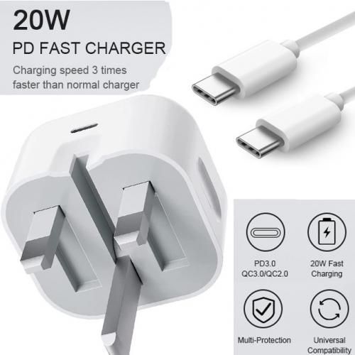 20W Super Fast Charger For All Phones Type C To Type C-White
